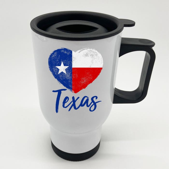 Texas Strong State Flag Heart Front & Back Stainless Steel Travel Mug