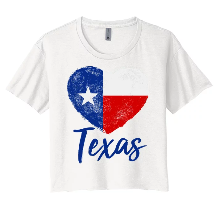 Texas Strong State Flag Heart Women's Crop Top Tee