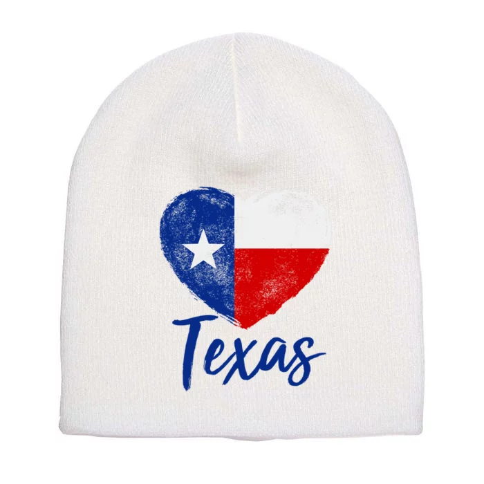 Texas Strong State Flag Heart Short Acrylic Beanie