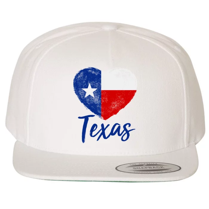 Texas Strong State Flag Heart Wool Snapback Cap