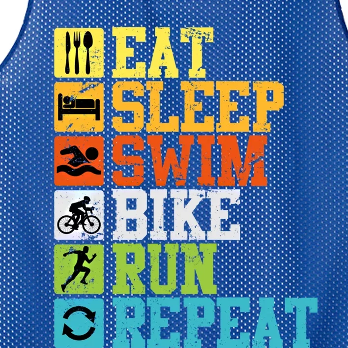 Triathlon Slogan Swim Bike Run Repeat Finisher Triathlet Gift Mesh Reversible Basketball Jersey Tank