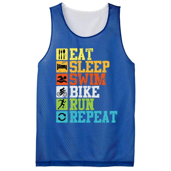 Triathlon Slogan Swim Bike Run Repeat Finisher Triathlet Gift Mesh Reversible Basketball Jersey Tank