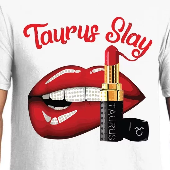 Taurus Slay Sexy Lips Zodiac April May Birthday Pajama Set