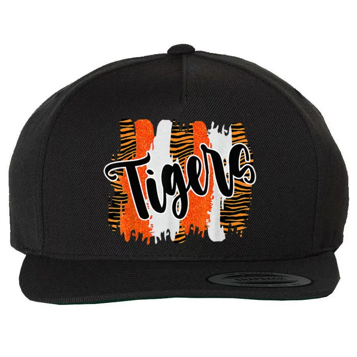 Tigers Swash School Spirit Orange Black Wool Snapback Cap