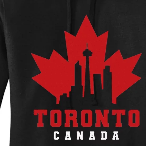 Toronto Skyline silhouette Canada Maple Leaf Women's Pullover Hoodie