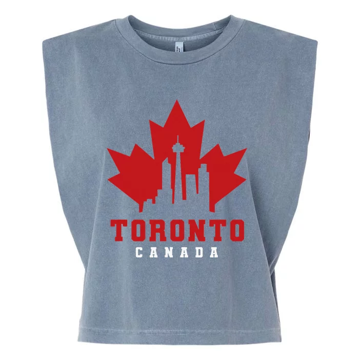 Toronto Skyline silhouette Canada Maple Leaf Garment-Dyed Women's Muscle Tee