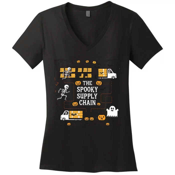 The Spooky Supply Chain Supply Chain Logistics Halloween Women's V-Neck T-Shirt