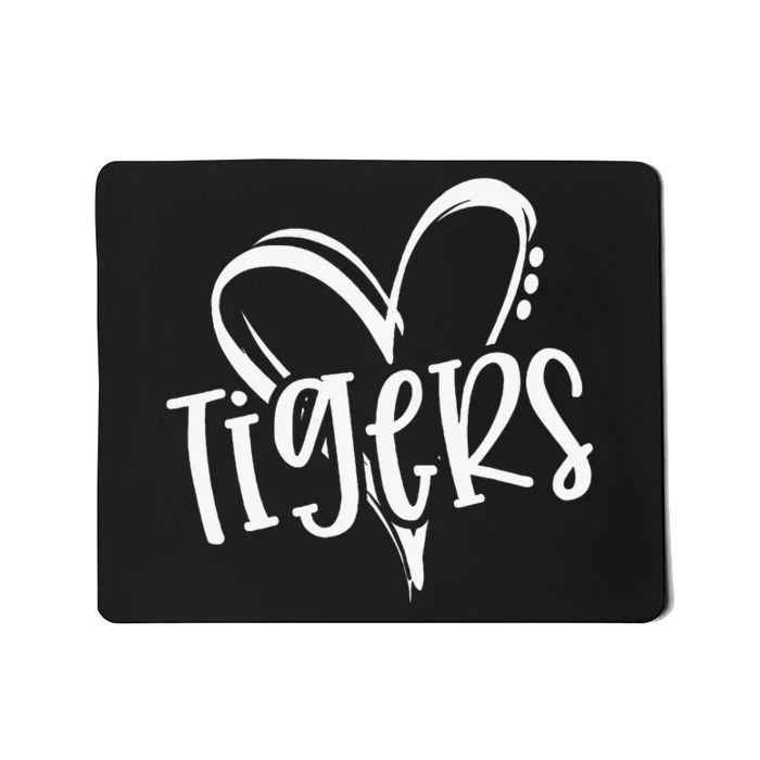 Tigers School Sports Fan Team Spirit Heart Mousepad