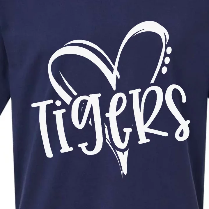 Tigers School Sports Fan Team Spirit Heart Sueded Cloud Jersey T-Shirt