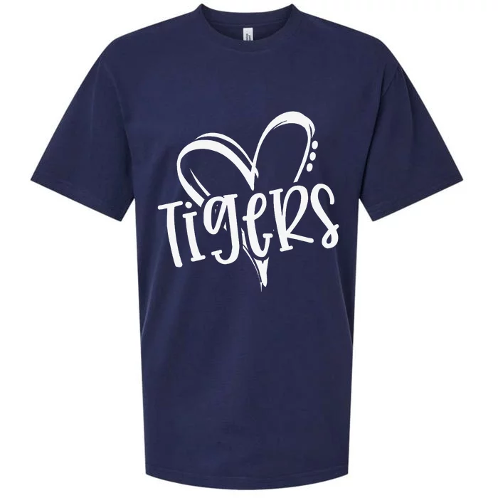 Tigers School Sports Fan Team Spirit Heart Sueded Cloud Jersey T-Shirt