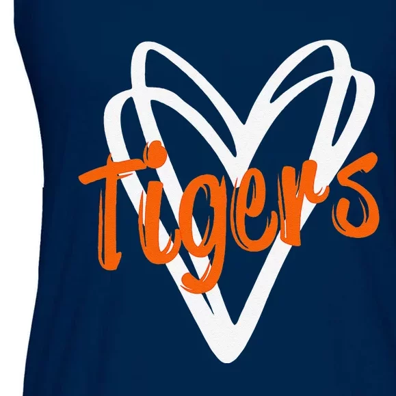 Tigers School Sports Fan Team Spirit Mascot Cute Heart Gift Ladies Essential Flowy Tank