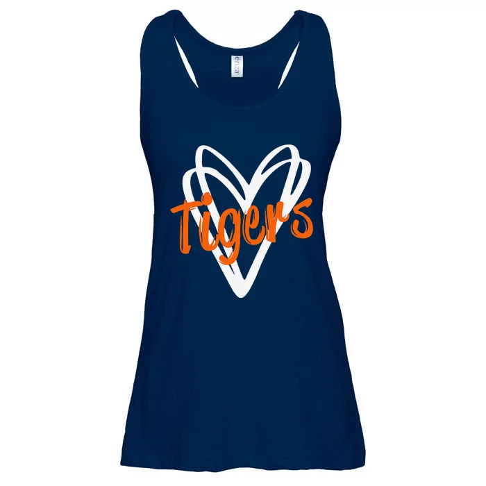 Tigers School Sports Fan Team Spirit Mascot Cute Heart Gift Ladies Essential Flowy Tank