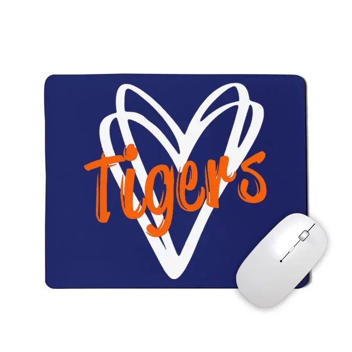 Tigers School Sports Fan Team Spirit Mascot Cute Heart Gift Mousepad