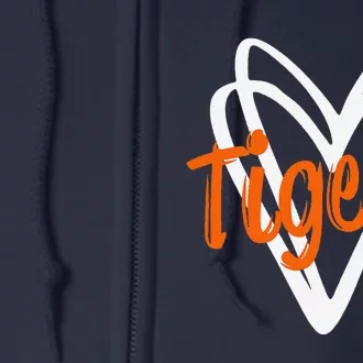 Tigers School Sports Fan Team Spirit Mascot Cute Heart Gift Full Zip Hoodie