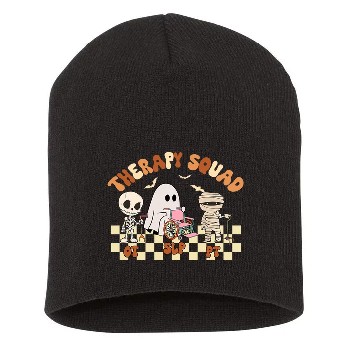 Therapy Squad SLP OT PT Groovy Halloween Speech Physical Short Acrylic Beanie