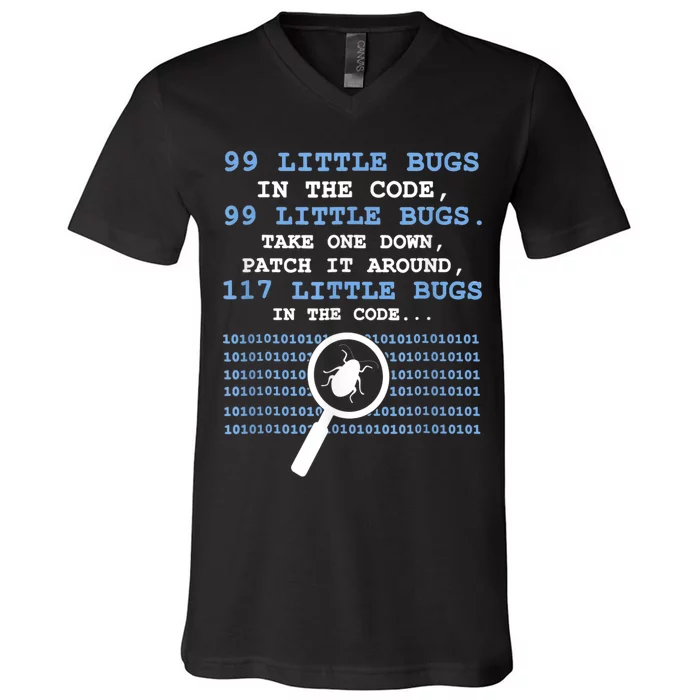 Technology Software Script HTML Network 99 Little Bugs V-Neck T-Shirt