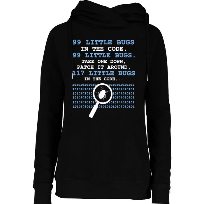 Technology Software Script HTML Network 99 Little Bugs Womens Funnel Neck Pullover Hood