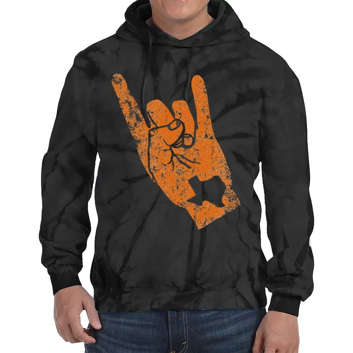 Texas State Silhouette Hook Em Hands Texan Pride Tie Dye Hoodie