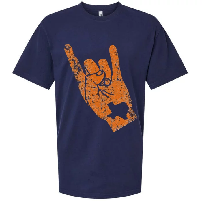 Texas State Silhouette Hook Em Hands Texan Pride Sueded Cloud Jersey T-Shirt