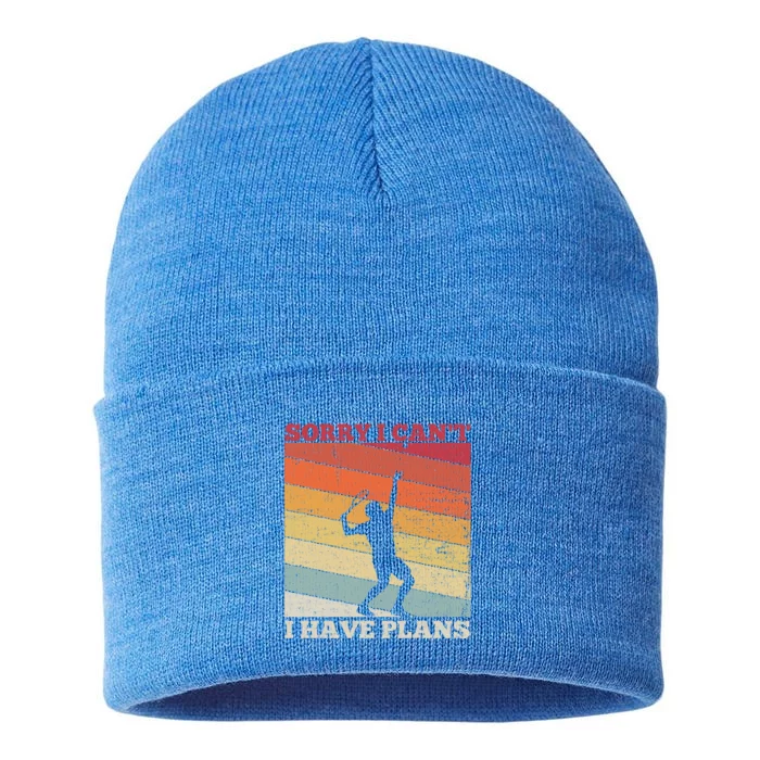 Tennis Sunset Sorry I Cant I Have Plans Distressed Gift Sustainable Knit Beanie