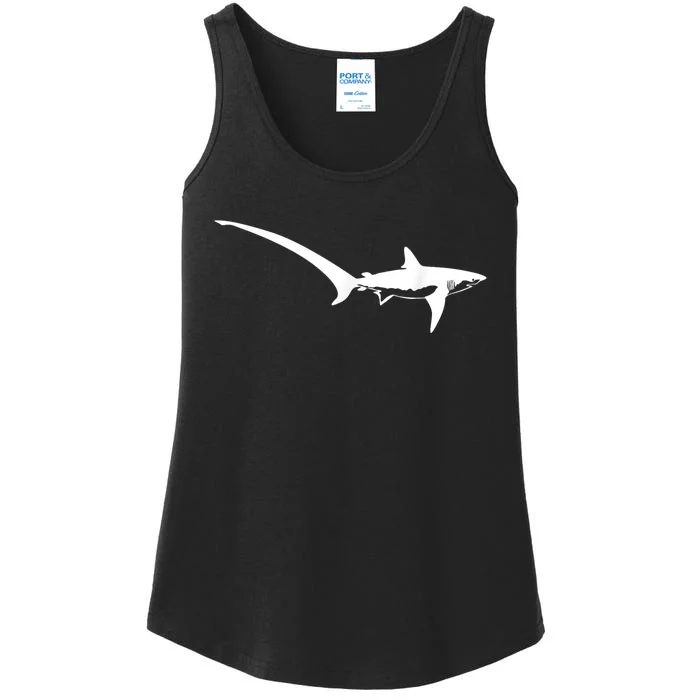 Thresher Shark Silhouette Simple Shark Design Ladies Essential Tank