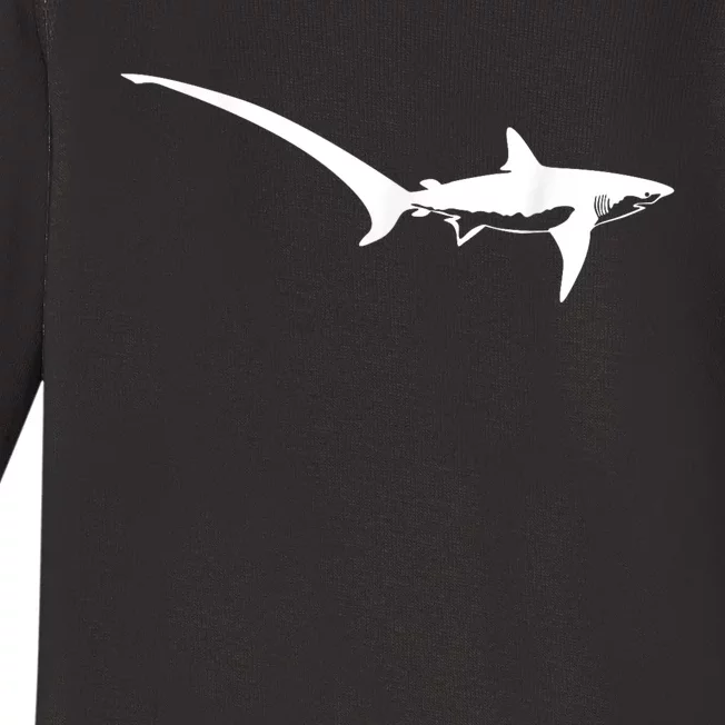 Thresher Shark Silhouette Simple Shark Design Baby Long Sleeve Bodysuit