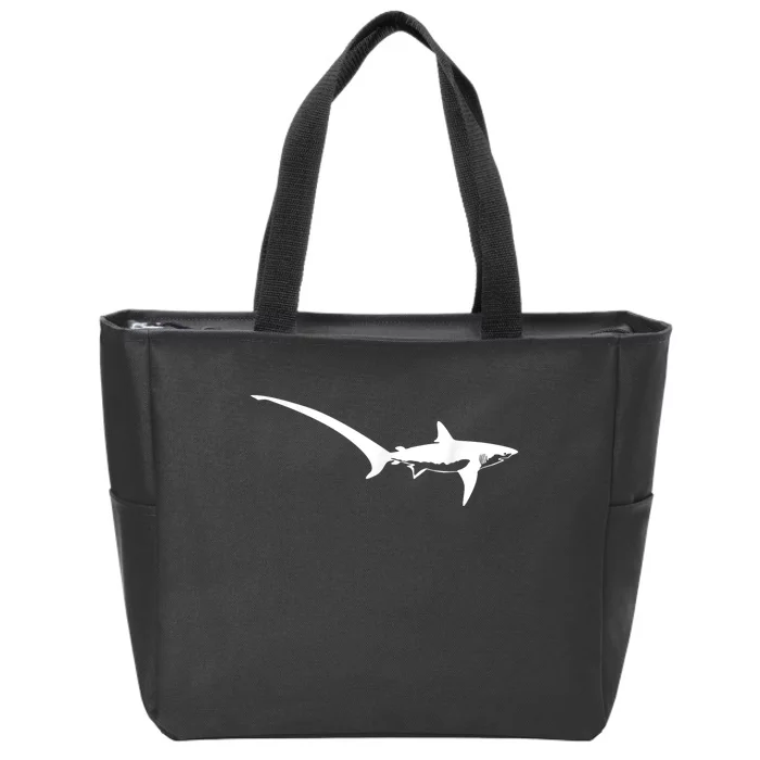 Thresher Shark Silhouette Simple Shark Design Zip Tote Bag