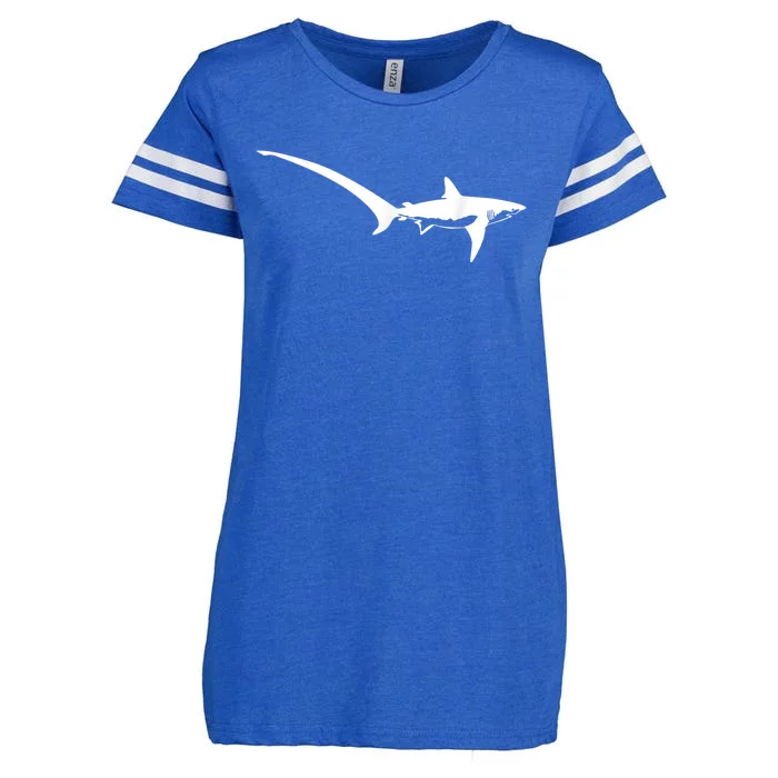 Thresher Shark Silhouette Simple Shark Design Enza Ladies Jersey Football T-Shirt