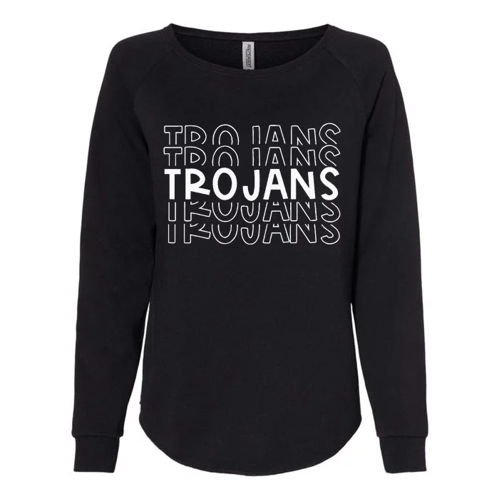 T.R.O.J.A.N.S School Sports Team Mascot Town Go College Athlete Womens California Wash Sweatshirt