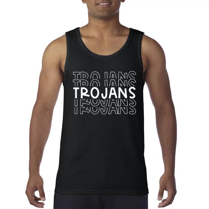 T.R.O.J.A.N.S School Sports Team Mascot Town Go College Athlete Tank Top