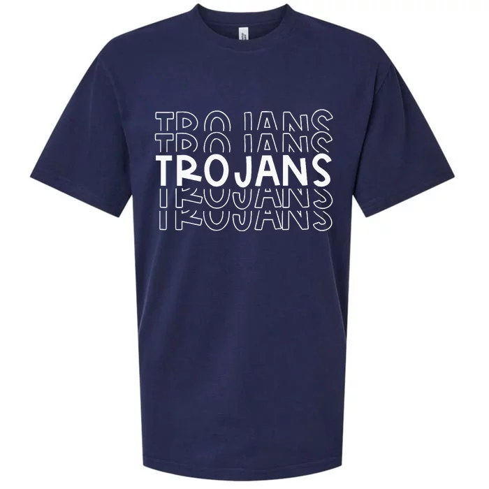 T.R.O.J.A.N.S School Sports Team Mascot Town Go College Athlete Sueded Cloud Jersey T-Shirt