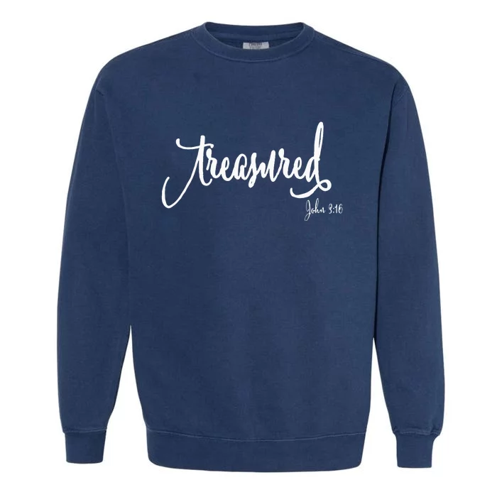 Treasured Simple Script Christian Message Garment-Dyed Sweatshirt