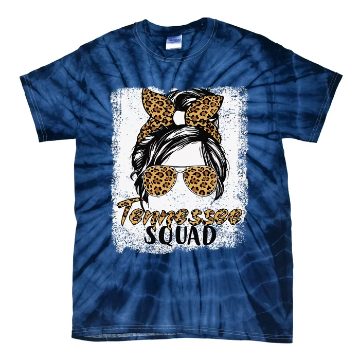 Tennessee Squad Summer Girl Trip 2024 Messy Bun Leopard Tie-Dye T-Shirt