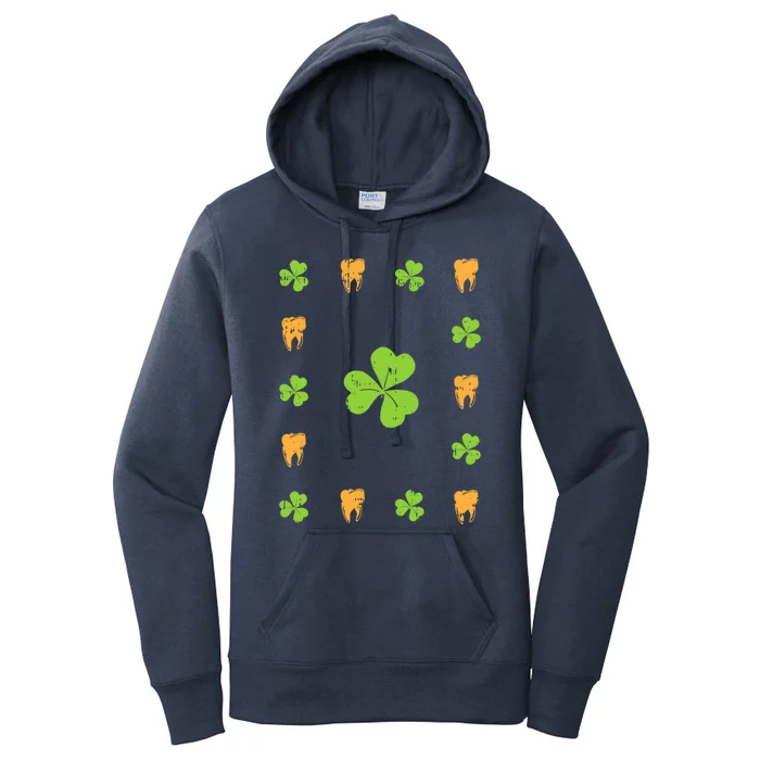 Tooth Shamrock St Patricks Day Dentist Dental Hygienist Meaningful Gift Women's Pullover Hoodie