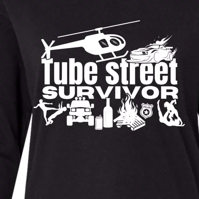 Tube Street Survivor Womens Cotton Relaxed Long Sleeve T-Shirt