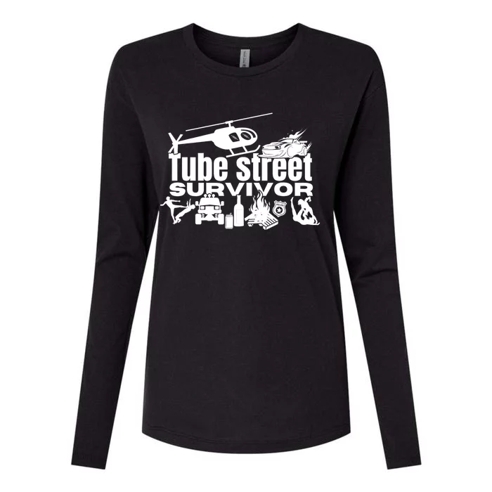 Tube Street Survivor Womens Cotton Relaxed Long Sleeve T-Shirt