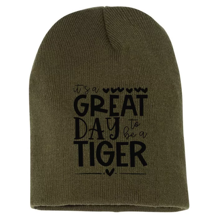 Tigers School Sports Fan Team Spirit Great Day Short Acrylic Beanie