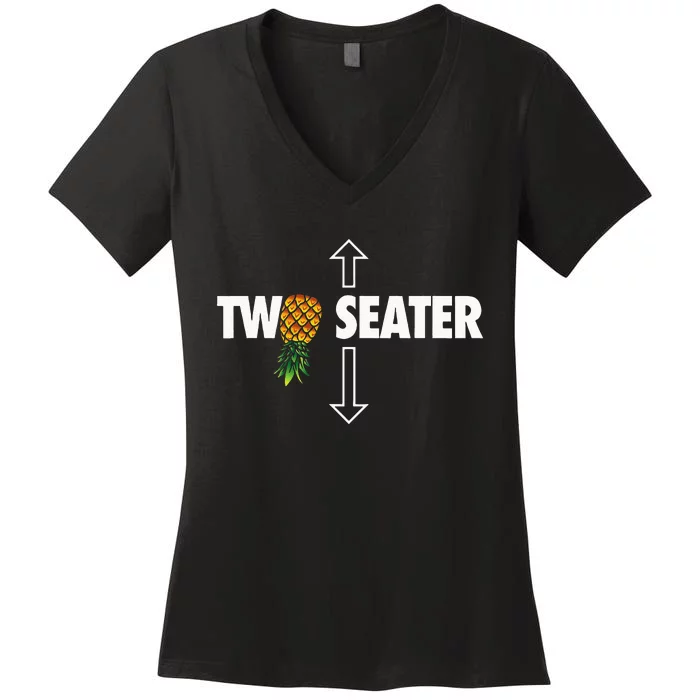 Two Seater Swinger Funny Upside Down Pineapple Swinger Women's V-Neck T-Shirt