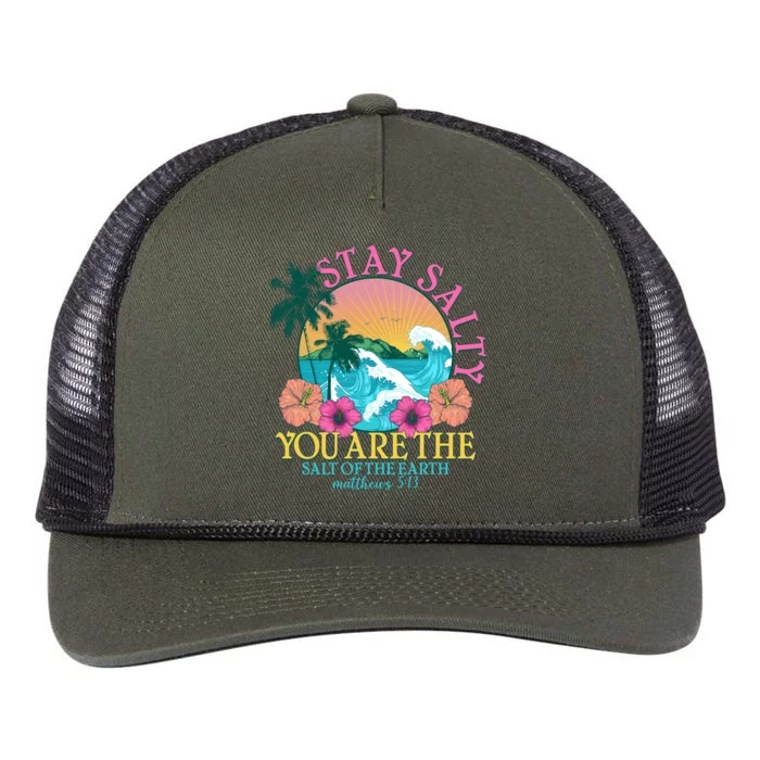 Tropical Stay Salty You Are The Salt Of The Earth Matthew 5 13 Retro Rope Trucker Hat Cap