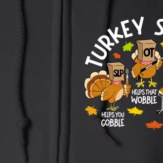 Turkey Squad Slp Ot Pt Therapy Team Fall Thanksgiving Full Zip Hoodie