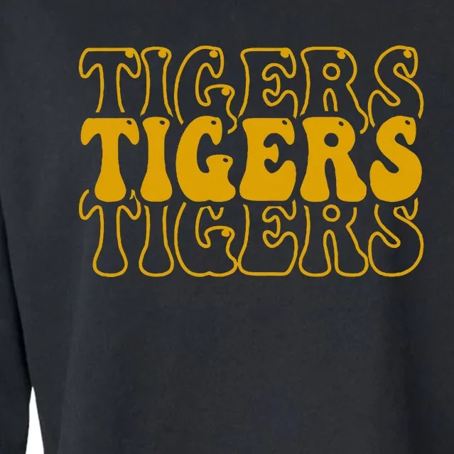 Tigers School Sports Fan Team Spirit Mascot Cute Cropped Pullover Crew