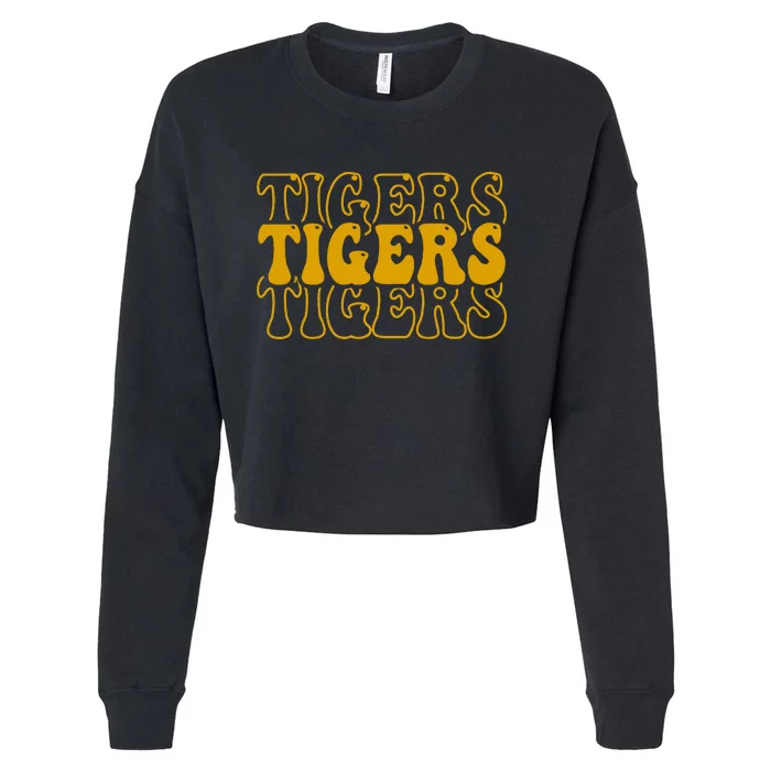 Tigers School Sports Fan Team Spirit Mascot Cute Cropped Pullover Crew