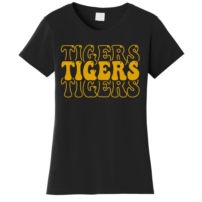 Tigers School Sports Fan Team Spirit Mascot Cute Women's T-Shirt