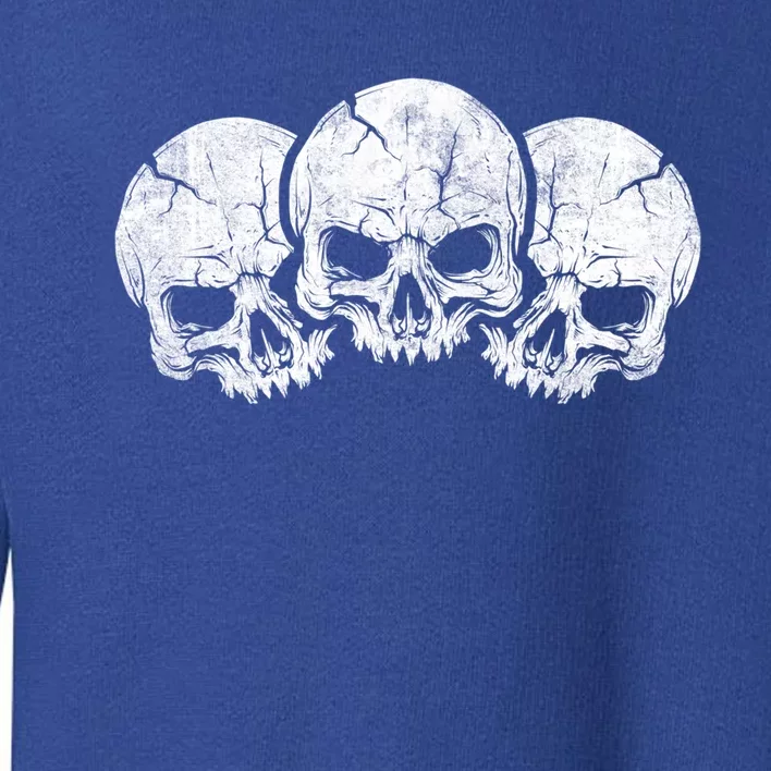 Three Skeleton Skulls Creepy Monster Face Spooky Halloween Gift Toddler Sweatshirt