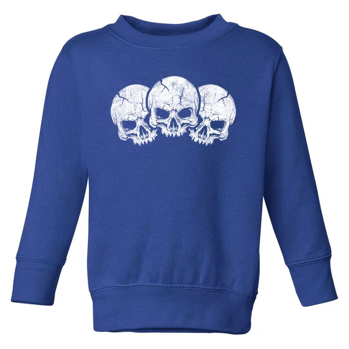 Three Skeleton Skulls Creepy Monster Face Spooky Halloween Gift Toddler Sweatshirt