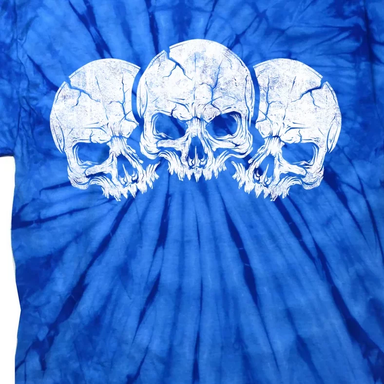 Three Skeleton Skulls Creepy Monster Face Spooky Halloween Gift Tie-Dye T-Shirt