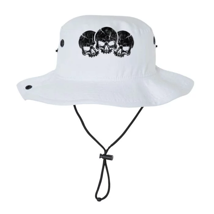 Three Skeleton Skulls Creepy Monster Face Spooky Halloween Gift Legacy Cool Fit Booney Bucket Hat