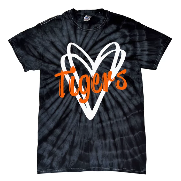 Tigers School Sports Fan Team Spirit Mascot Cute Heart Gift Tie-Dye T-Shirt