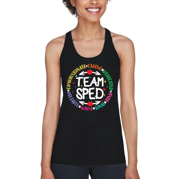 Team Sped Special Teacher Specialist School Caretaker Staff Women's Racerback Tank