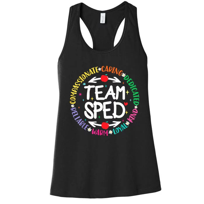 Team Sped Special Teacher Specialist School Caretaker Staff Women's Racerback Tank